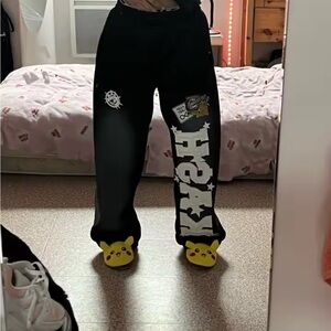 KASH Black Graphic Sweatpants